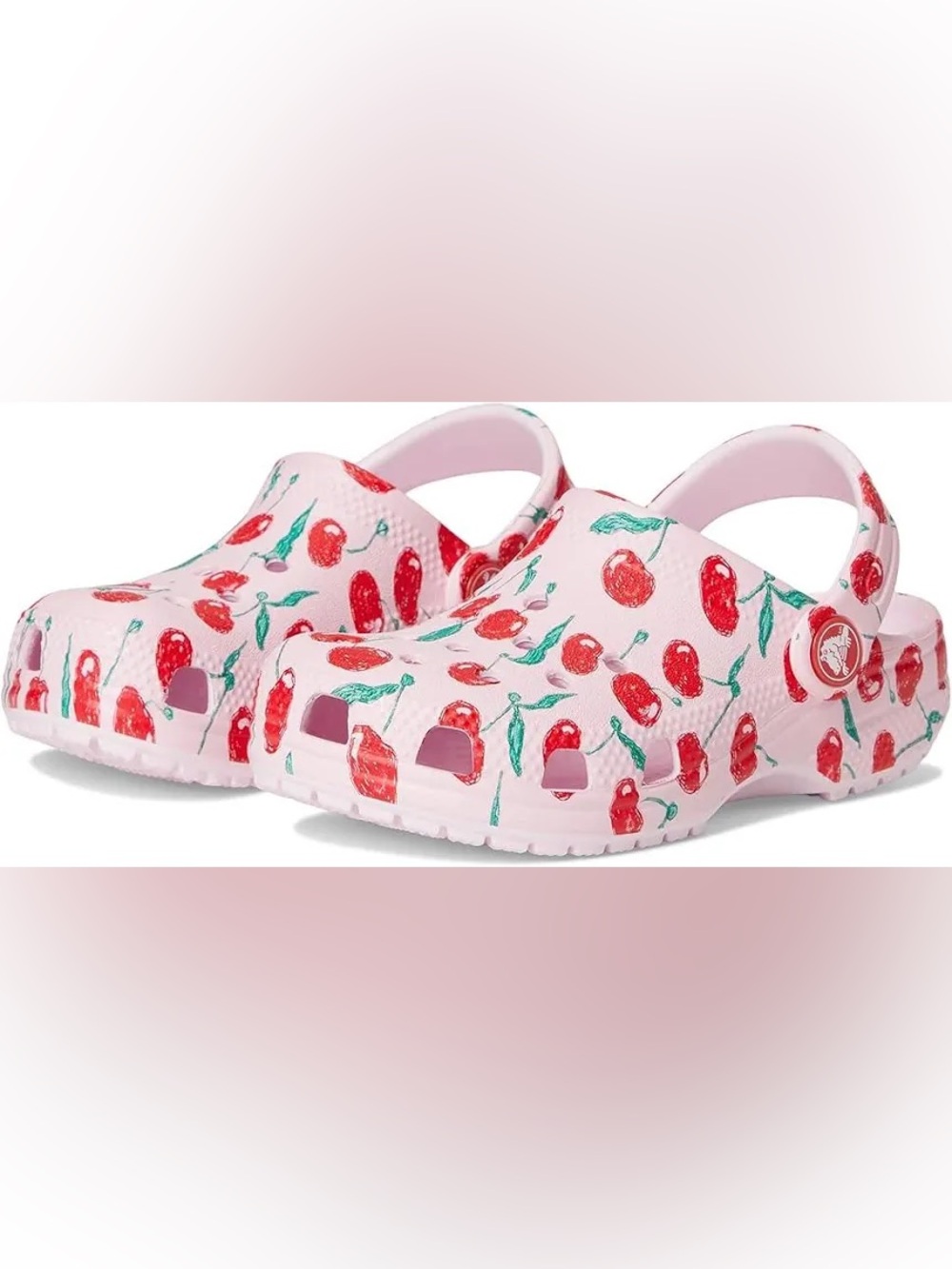 CROCS Pink Cherry Print Classic Clog Mules